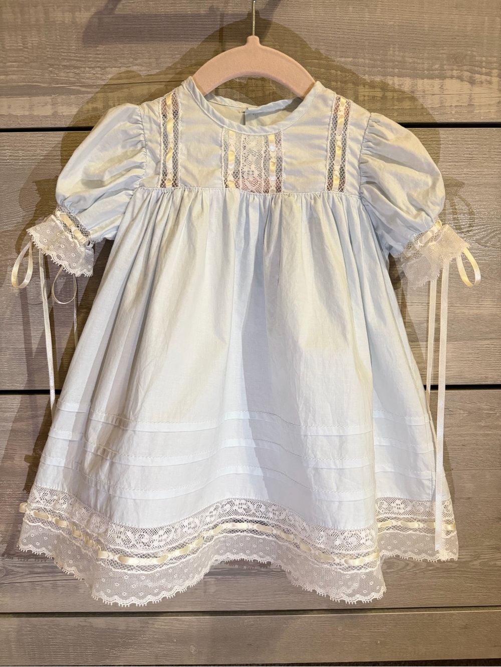 Classic Heirloom Baby Blur Lace-Trim Baby Girl Dress